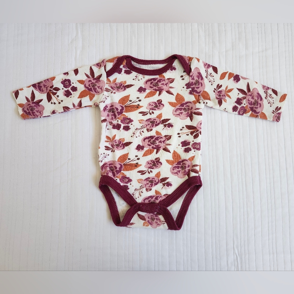 Chick Pea Infant Bodysuit with Burgundy Accents